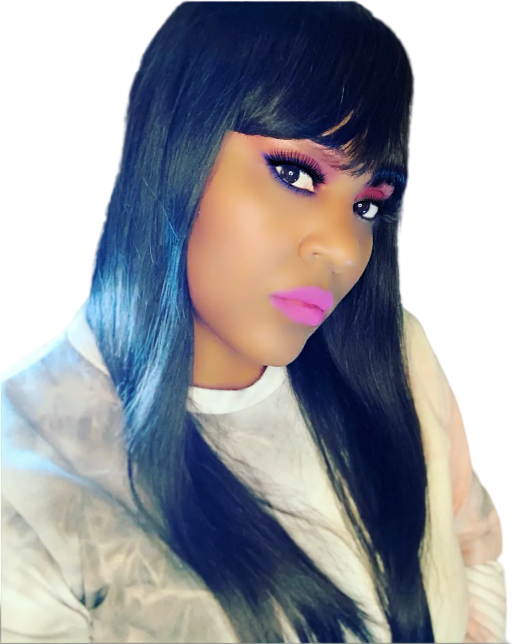 Peluca bastante recta con flequillo 100% cabello humano virgen