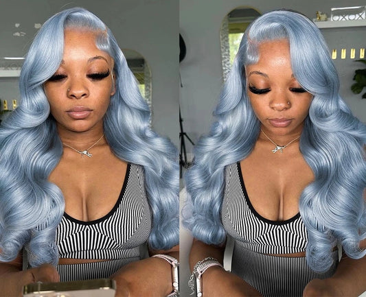 13*4 13*6  Lace Frontal Wig 613 Brazilian Body Wave Pre Plucked Silver Grey Lace Front Colored Human Hair Wigs