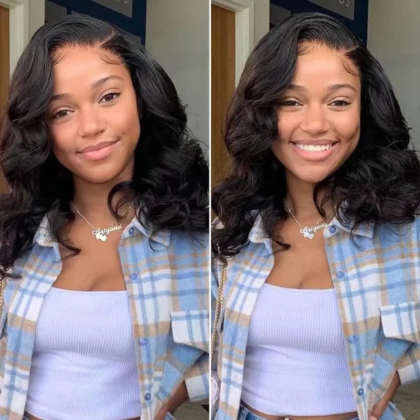 Glueless Short Loose Body Wave Bob Wig Pre-Cut 6×5 Lace Closure Wig Shoulder Length Bleached Knots