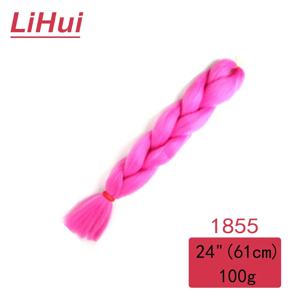 24 Inches Synthetic Braiding Hair Jumbo Braid Ombre Jumbo Hair Extension For Women DIY Hair Braids Purple Pink Yellow Gray