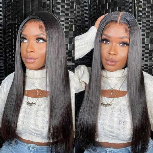 Go Glueless Lace Front Human Hair Wig Bone Straight 13x6