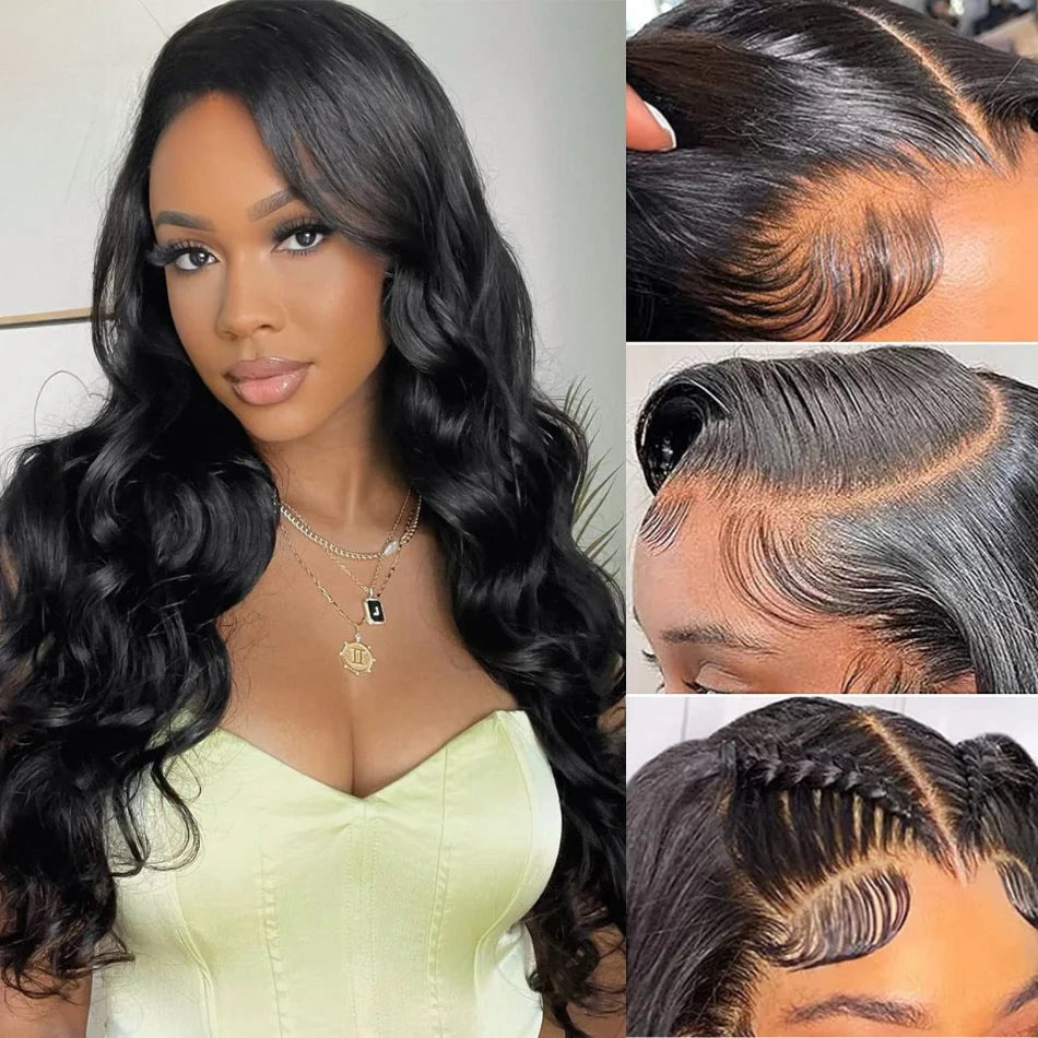 13x4 13x6 Lace Frontal Wig PrePlucked Body Wave Natural Wavy Lace Front Human Hair Wig