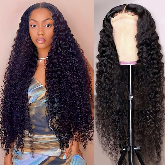 Deep Wave Frontal Wig 30 32 Inch Curly Human Hair Wigs Pre-Plucked Wigs Wet And Wavy HD 13x4