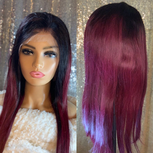Pretty Burgundy Straight 13x4 Lace Wig 100% Virgin Human Hair