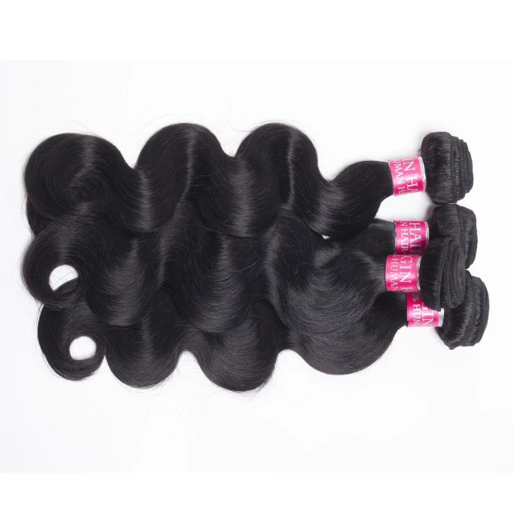 Natural Black Body Wave Human Hair Bundles Double Weft Bulk Braiding Hair Remy Hair Weave Extensions 1/3/4 Pcs