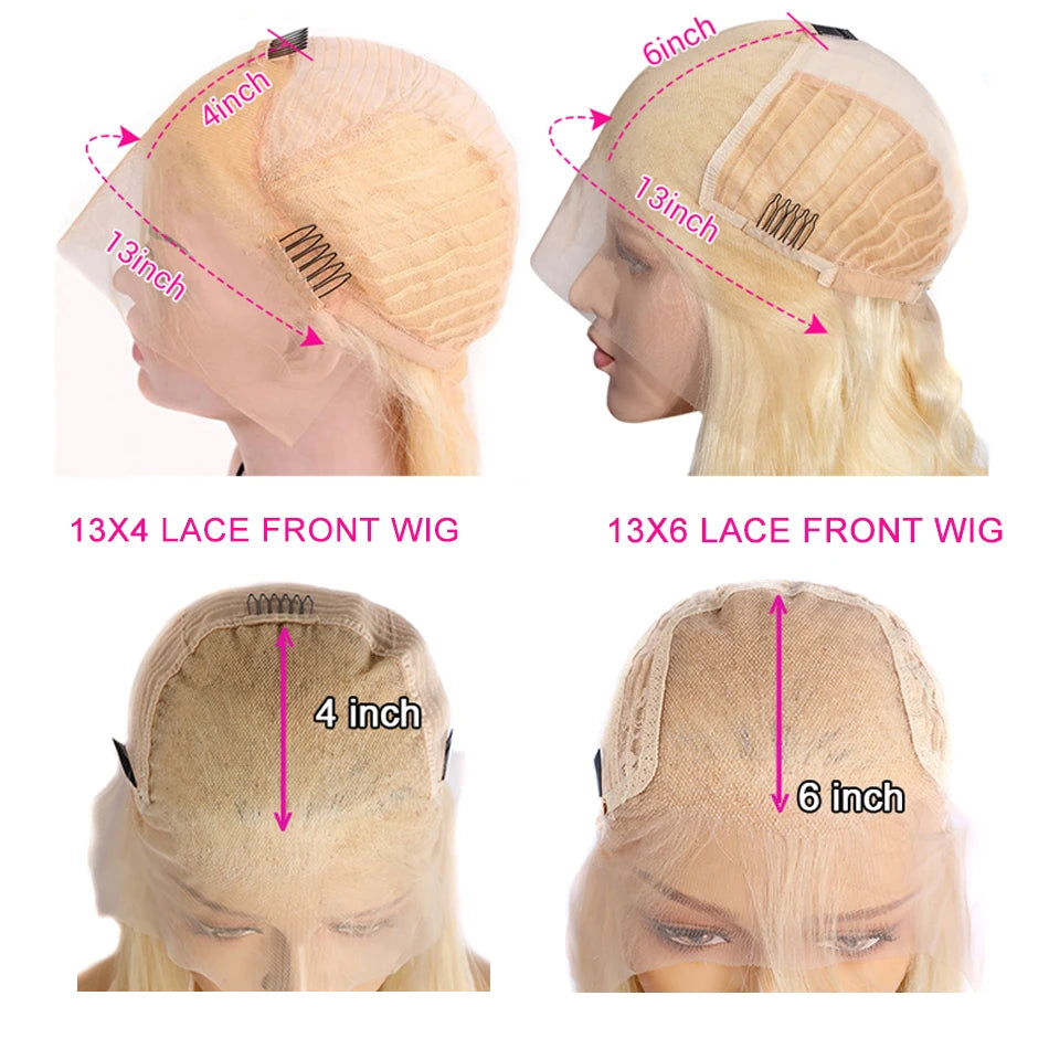 13x6 HD Transparent 613 Blonde Lace Frontal Human Hair Wigs Brazilian Straight Lace Front Human Hair Wigs