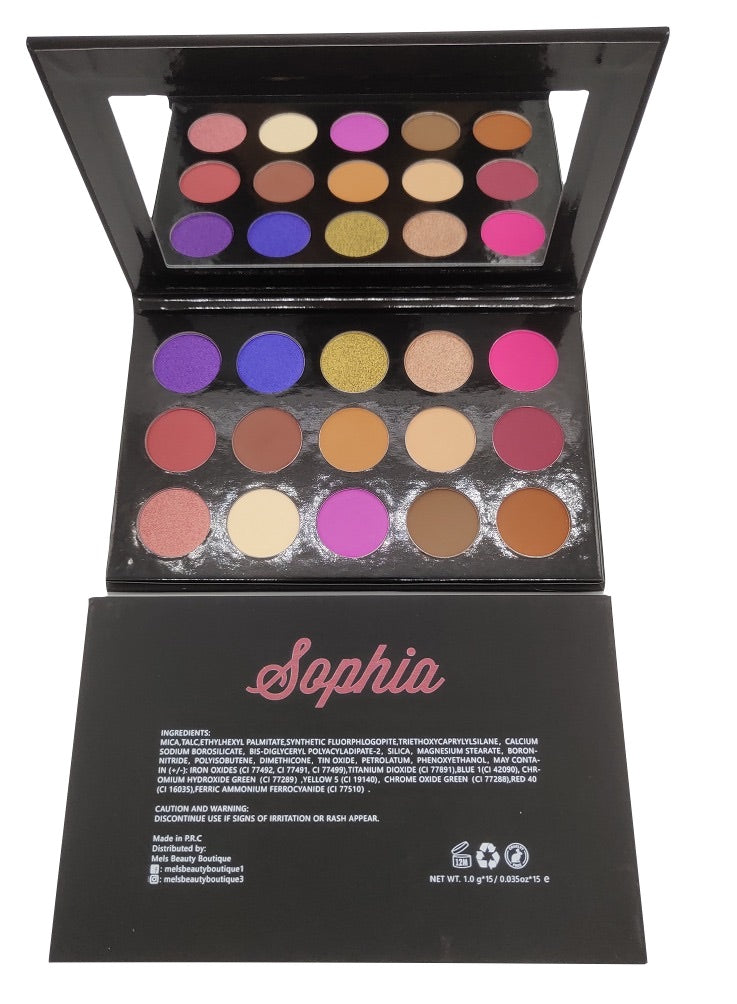 Paleta de sombras de ojos Sophia 15 pocillos