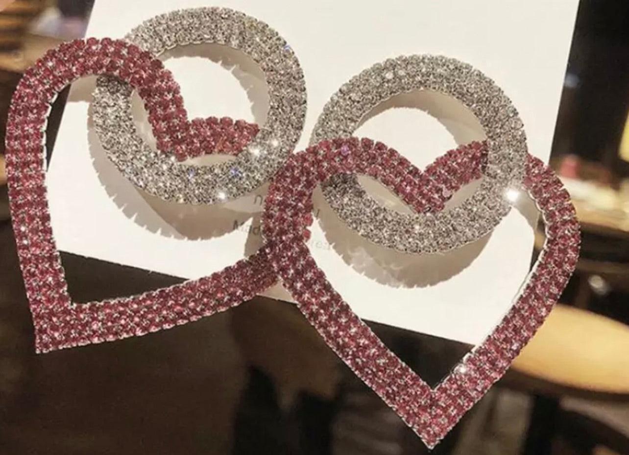 Boucles d'oreilles coeur d'amour en cristal