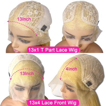 13x4 Blonde Lace Front Wig Straight Human Hair Wigs Pre Plucked