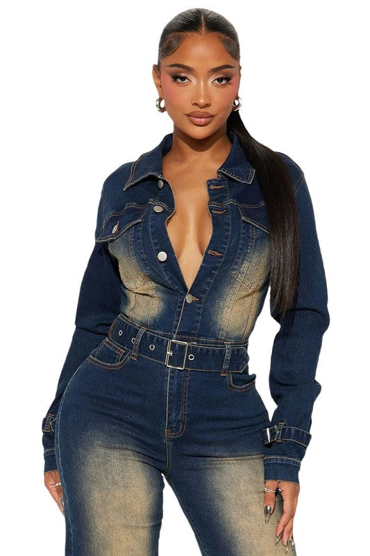 WOMEN DENIM SEXY JUMPSUIT