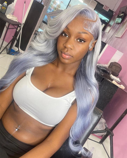 13x4 Transparent Lace Frontal Wig Body Wave Silver Grey 613 13x6 HD Lace Front Colored Human Hair Wigs