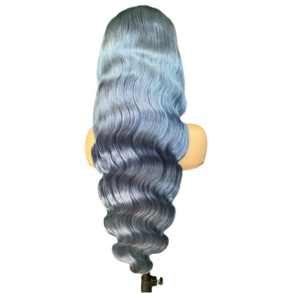 Transparent 13*4 13*6  Lace Frontal Wig Brazilian Body Wave Pre Plucked Silver Grey Lace Front Colored Human Hair Wigs