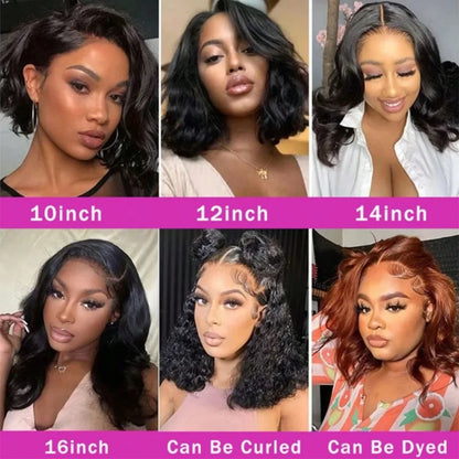 Body Wave Short Bob Wig 13x4 Lace Front Human Hair Wig 100% Brazilian Remy Hair Pre Plucked With Baby Hair 250 Density