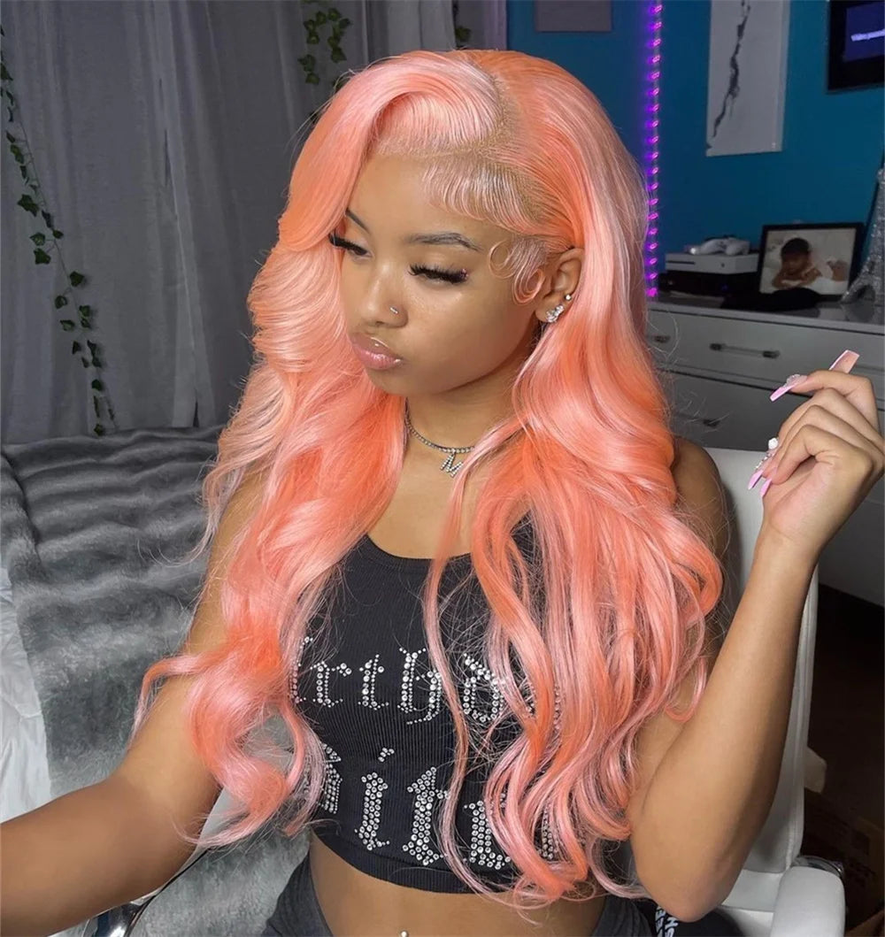 Light Pink 13x6 HD Lace Front Wig Body Wave Wigs 613 Yellow Colored 13x4 HD Lace Front Blonde Human Hair Wigs