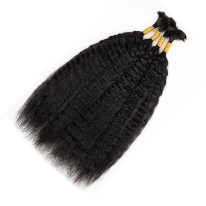 Kinky Straight Hair Bulk Braiding No Weft 100% Human Hair Boho Braids Natural Black Yaki Straight Extensions 50G/Pack