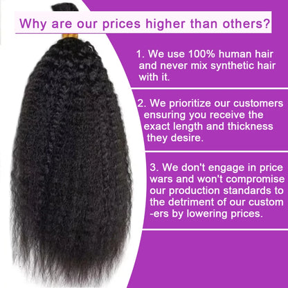 Kinky Straight Hair Bulk Braiding No Weft 100% Human Hair Boho Braids Natural Black Yaki Straight Extensions 50G/Pack