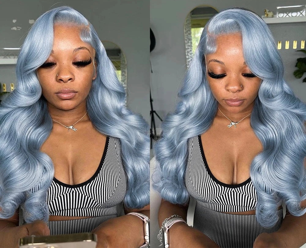 13*4 13*6  Lace Frontal Wig 613 Brazilian Body Wave Pre Plucked Silver Grey Lace Front Colored Human Hair Wigs