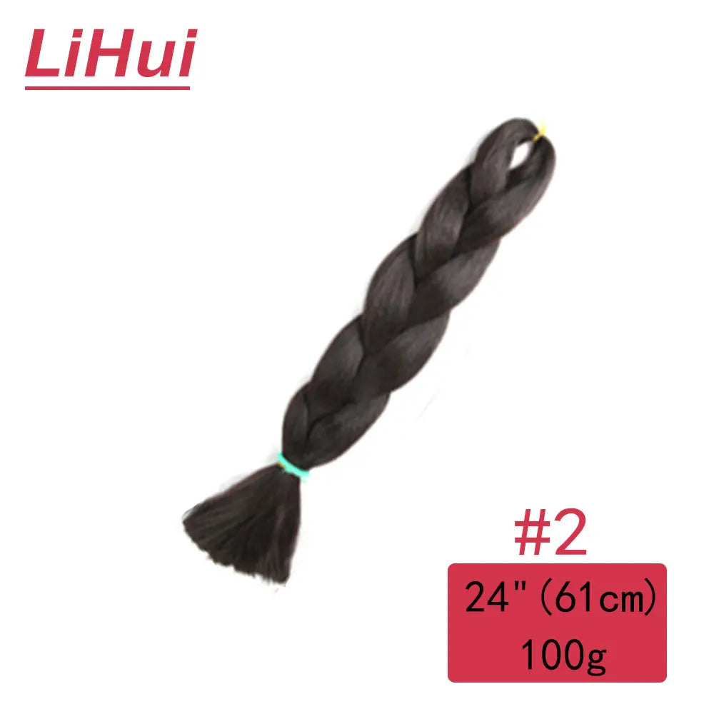 24 Inches Synthetic Braiding Hair Jumbo Braid Ombre Jumbo Hair Extension For Women DIY Hair Braids Purple Pink Yellow Gray