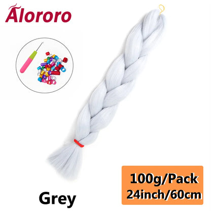 24 Inch Jumbo Braids for Hair Extensions Purple Synthetic Braiding Hair Accessories 100G/Pack Women DIY Hair for Crochet Braid
