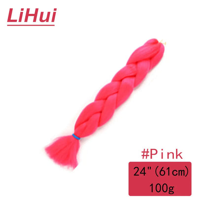 24 Inches Synthetic Braiding Hair Jumbo Braid Ombre Jumbo Hair Extension For Women DIY Hair Braids Purple Pink Yellow Gray