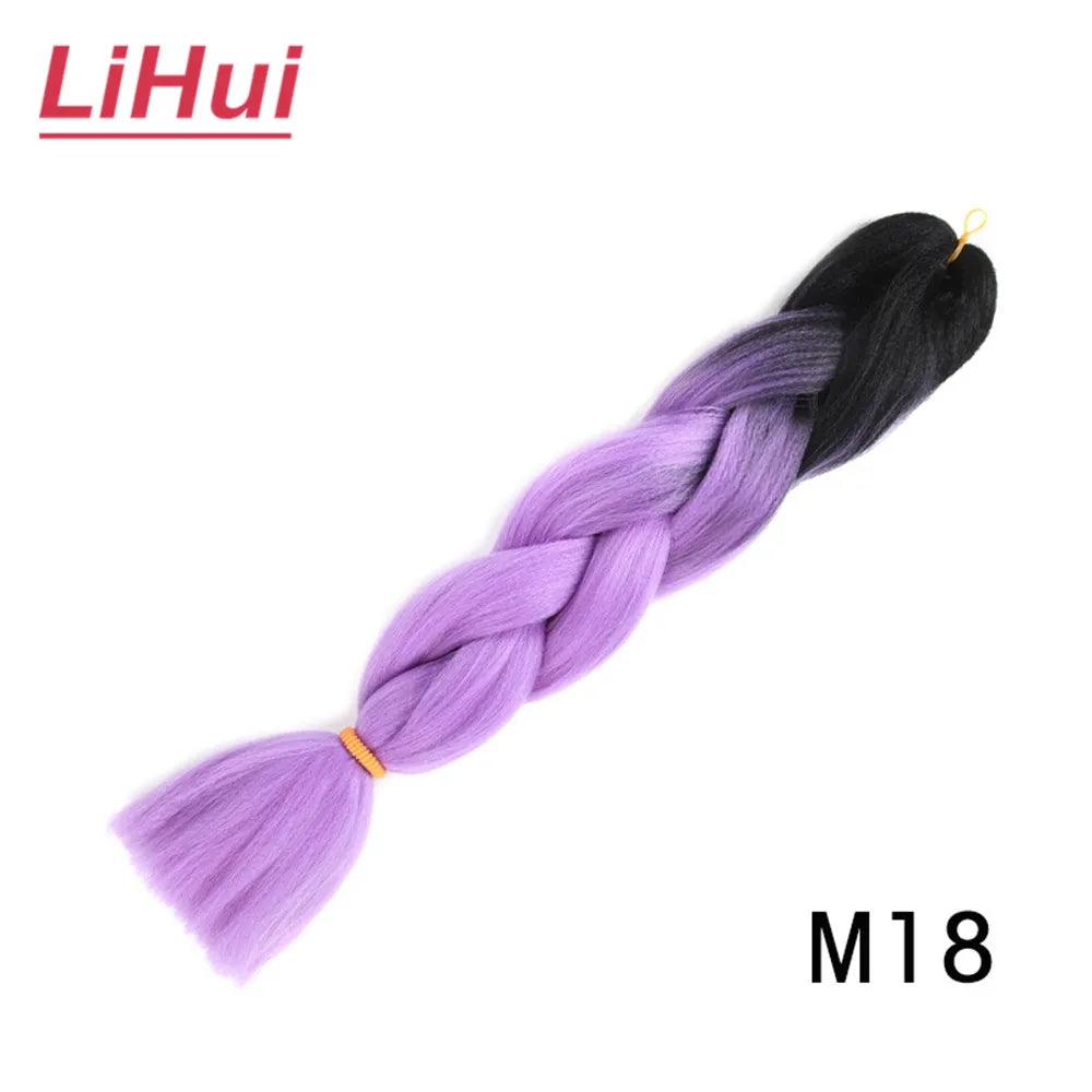 24 Inches Synthetic Braiding Hair Jumbo Braid Ombre Jumbo Hair Extension For Women DIY Hair Braids Purple Pink Yellow Gray