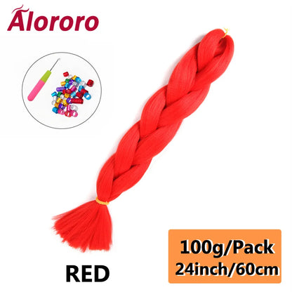 24 Inch Jumbo Braids for Hair Extensions Purple Synthetic Braiding Hair Accessories 100G/Pack Women DIY Hair for Crochet Braid