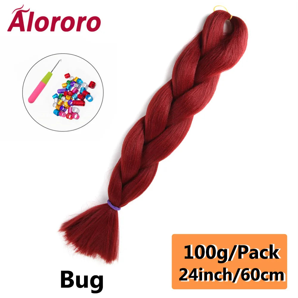 24 Inch Jumbo Braids for Hair Extensions Purple Synthetic Braiding Hair Accessories 100G/Pack Women DIY Hair for Crochet Braid