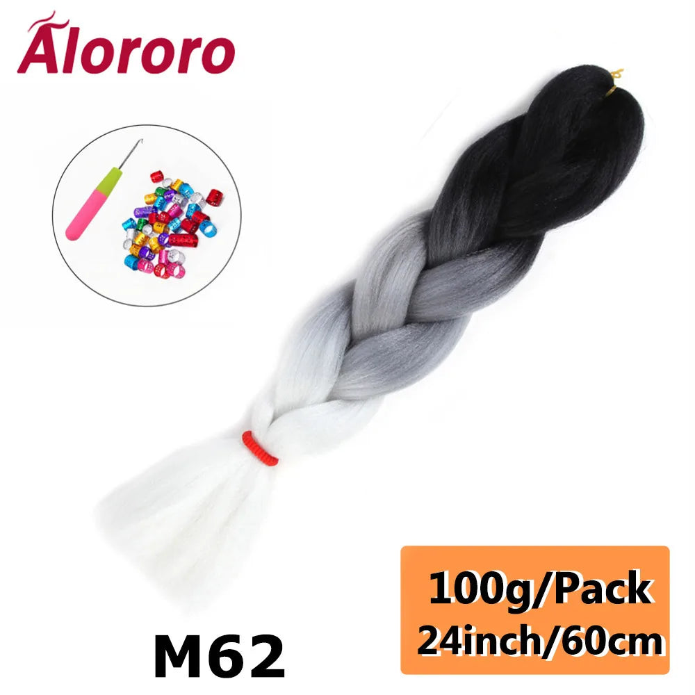 24 Inch Jumbo Braids for Hair Extensions Purple Synthetic Braiding Hair Accessories 100G/Pack Women DIY Hair for Crochet Braid