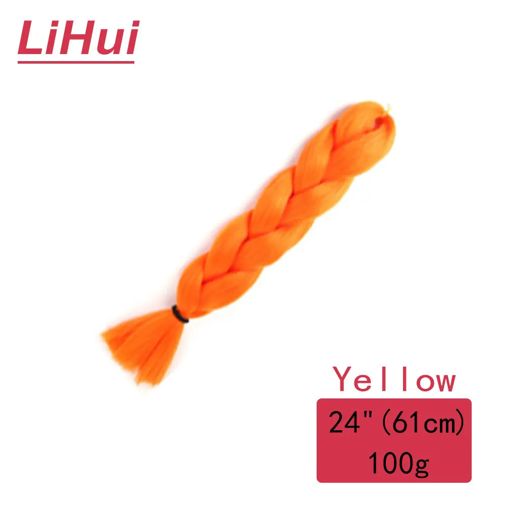 24 Inches Synthetic Braiding Hair Jumbo Braid Ombre Jumbo Hair Extension For Women DIY Hair Braids Purple Pink Yellow Gray
