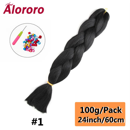 24 Inch Jumbo Braids for Hair Extensions Purple Synthetic Braiding Hair Accessories 100G/Pack Women DIY Hair for Crochet Braid