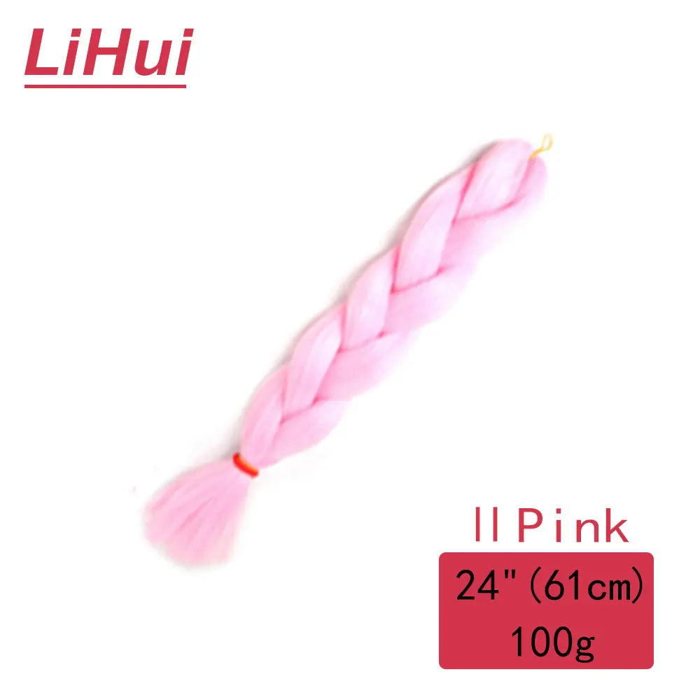 24 Inches Synthetic Braiding Hair Jumbo Braid Ombre Jumbo Hair Extension For Women DIY Hair Braids Purple Pink Yellow Gray