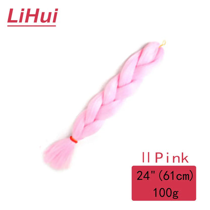 24 Inches Synthetic Braiding Hair Jumbo Braid Ombre Jumbo Hair Extension For Women DIY Hair Braids Purple Pink Yellow Gray