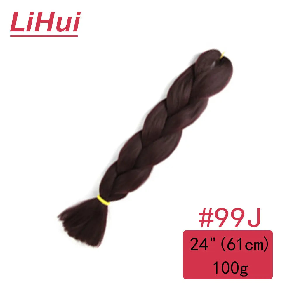 24 Inches Synthetic Braiding Hair Jumbo Braid Ombre Jumbo Hair Extension For Women DIY Hair Braids Purple Pink Yellow Gray