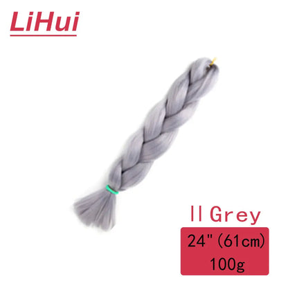 24 Inches Synthetic Braiding Hair Jumbo Braid Ombre Jumbo Hair Extension For Women DIY Hair Braids Purple Pink Yellow Gray