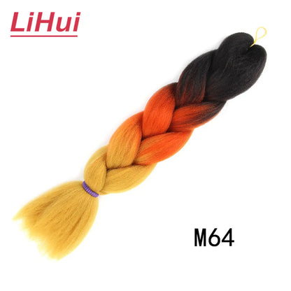 24 Inches Synthetic Braiding Hair Jumbo Braid Ombre Jumbo Hair Extension For Women DIY Hair Braids Purple Pink Yellow Gray