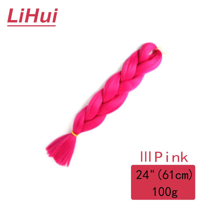 24 Inches Synthetic Braiding Hair Jumbo Braid Ombre Jumbo Hair Extension For Women DIY Hair Braids Purple Pink Yellow Gray