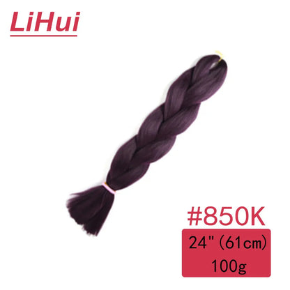 24 Inches Synthetic Braiding Hair Jumbo Braid Ombre Jumbo Hair Extension For Women DIY Hair Braids Purple Pink Yellow Gray