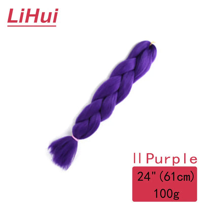 24 Inches Synthetic Braiding Hair Jumbo Braid Ombre Jumbo Hair Extension For Women DIY Hair Braids Purple Pink Yellow Gray