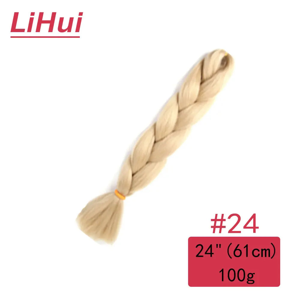 24 Inches Synthetic Braiding Hair Jumbo Braid Ombre Jumbo Hair Extension For Women DIY Hair Braids Purple Pink Yellow Gray
