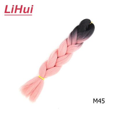 24 Inches Synthetic Braiding Hair Jumbo Braid Ombre Jumbo Hair Extension For Women DIY Hair Braids Purple Pink Yellow Gray