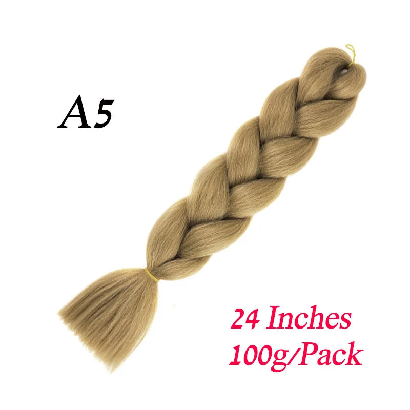 Synthetic Braiding Hair Pre Stretched Jumbo Braid Hair Extensions 24 inch  Kanekalon Hair For African Braids 100g