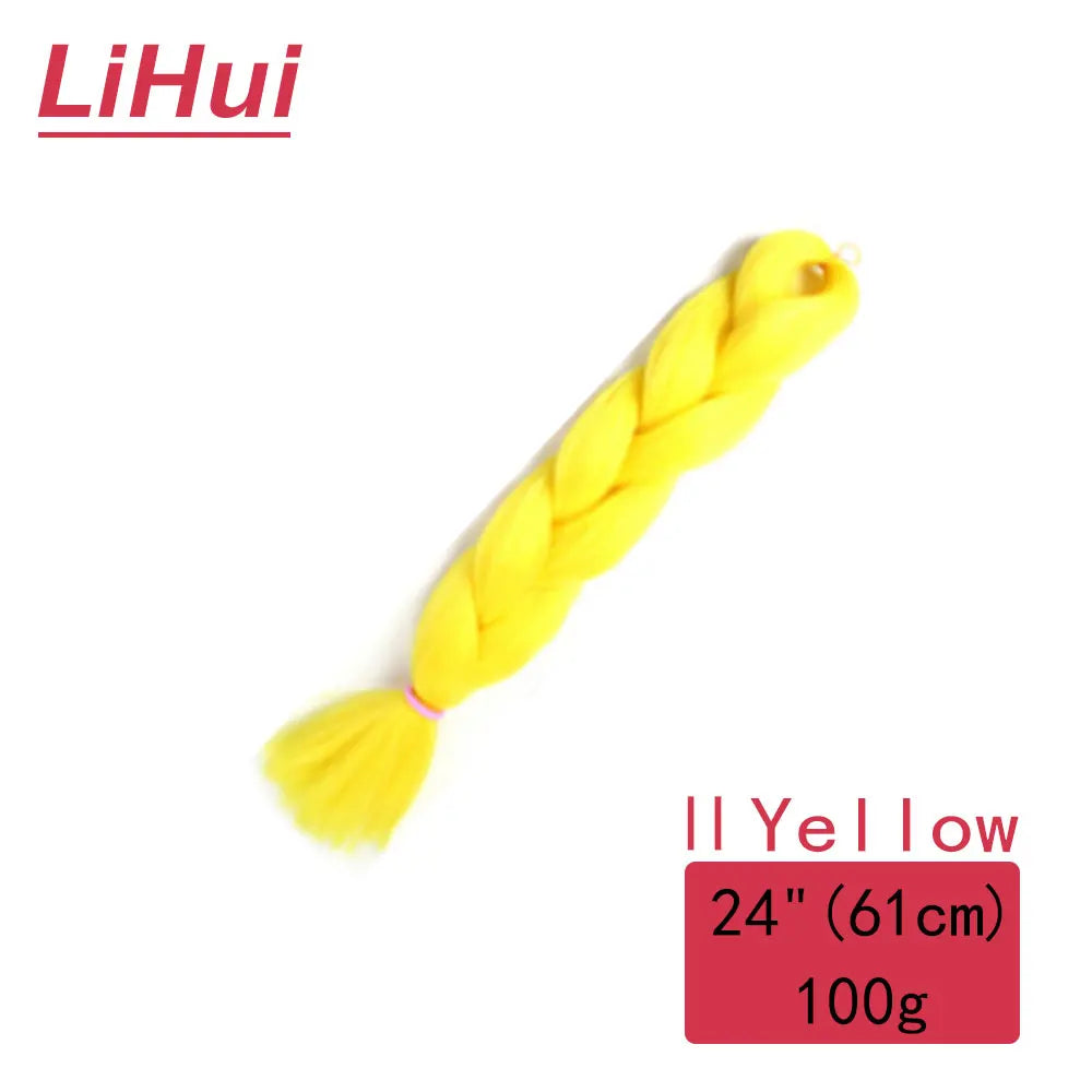 24 Inches Synthetic Braiding Hair Jumbo Braid Ombre Jumbo Hair Extension For Women DIY Hair Braids Purple Pink Yellow Gray