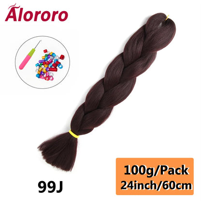 24 Inch Jumbo Braids for Hair Extensions Purple Synthetic Braiding Hair Accessories 100G/Pack Women DIY Hair for Crochet Braid