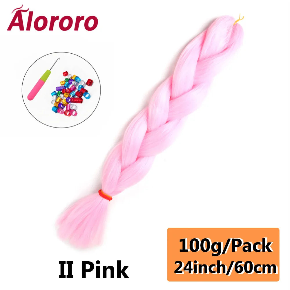 24 Inch Jumbo Braids for Hair Extensions Purple Synthetic Braiding Hair Accessories 100G/Pack Women DIY Hair for Crochet Braid