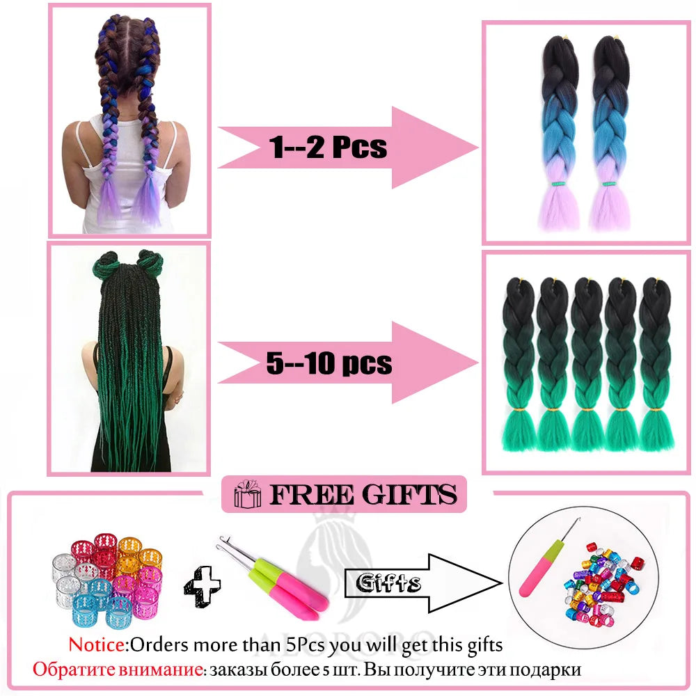 24 Inch Jumbo Braids for Hair Extensions Purple Synthetic Braiding Hair Accessories 100G/Pack Women DIY Hair for Crochet Braid