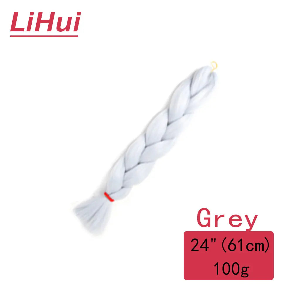 24 Inches Synthetic Braiding Hair Jumbo Braid Ombre Jumbo Hair Extension For Women DIY Hair Braids Purple Pink Yellow Gray