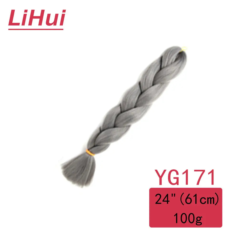 24 Inches Synthetic Braiding Hair Jumbo Braid Ombre Jumbo Hair Extension For Women DIY Hair Braids Purple Pink Yellow Gray