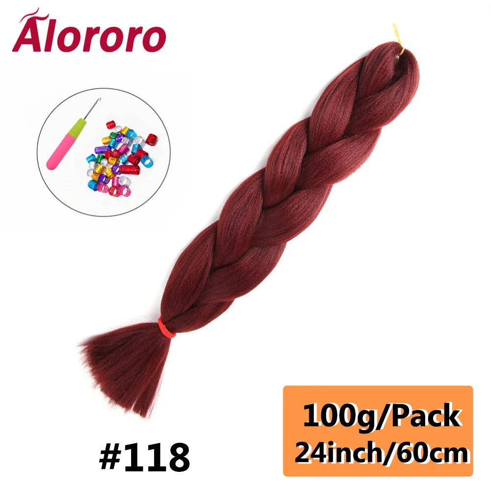 24 Inch Jumbo Braids for Hair Extensions Purple Synthetic Braiding Hair Accessories 100G/Pack Women DIY Hair for Crochet Braid