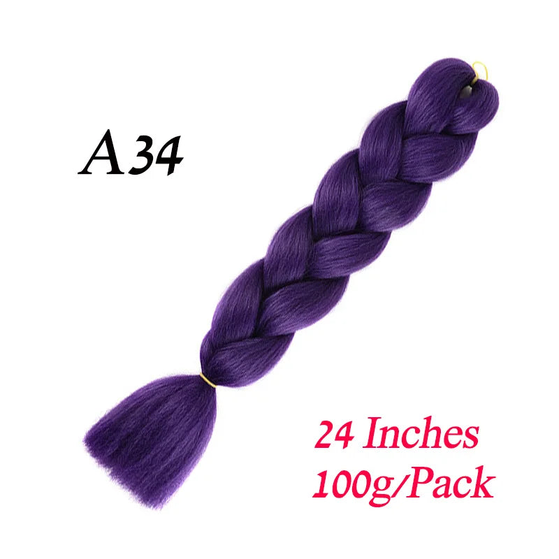 Synthetic Braiding Hair Pre Stretched Jumbo Braid Hair Extensions 24 inch  Kanekalon Hair For African Braids 100g