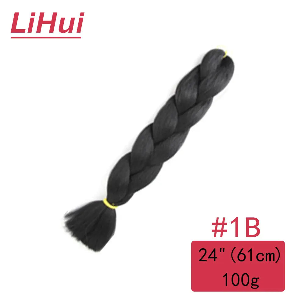 24 Inches Synthetic Braiding Hair Jumbo Braid Ombre Jumbo Hair Extension For Women DIY Hair Braids Purple Pink Yellow Gray